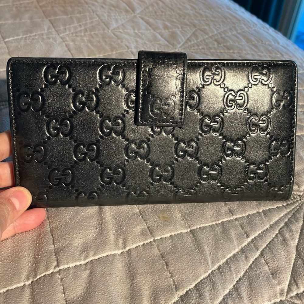 Gucci GG Monogram Black Leather Wallet
